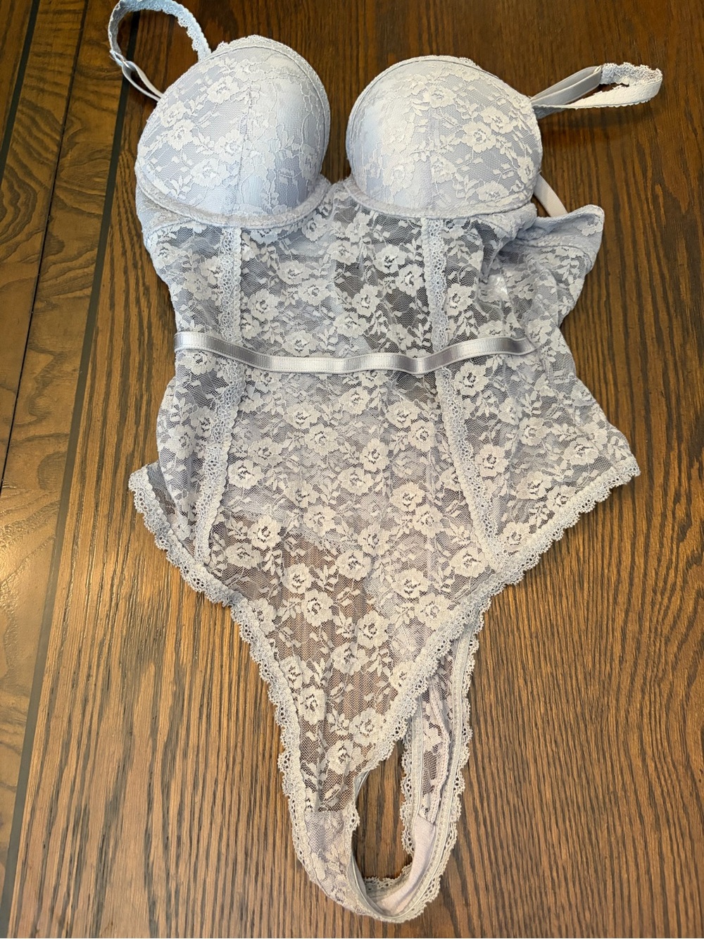 Lace Bodysuit Teddy in Light blue
